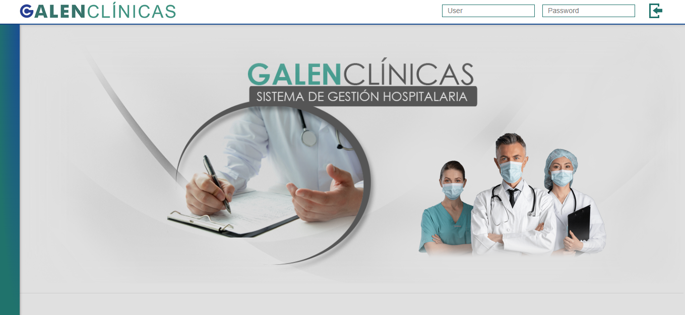 GALENCLÍNICAS Hospital Management System Interface